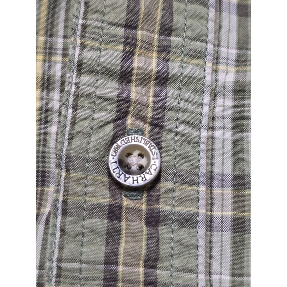 Carhartt Men 2XL Short Sleeve Button Down‎ Light Green Shirt - Picture 8 of 16